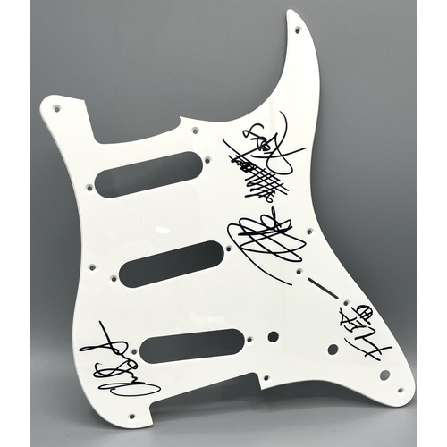 579 - Red Hot Chilli Peppers Guitar Pick Guard, with Chad Smith, Flea, Anthony Kiedis & 1 other signatures... 