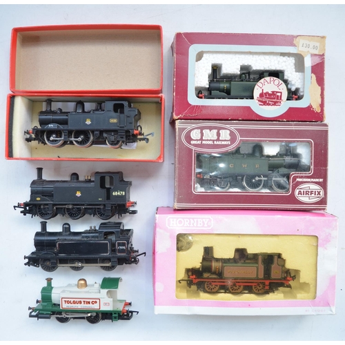 265 - Seven OO gauge electric tank engine models from Hornby, Dapol, Tri-Ang and Airfix, 3 boxed to includ... 