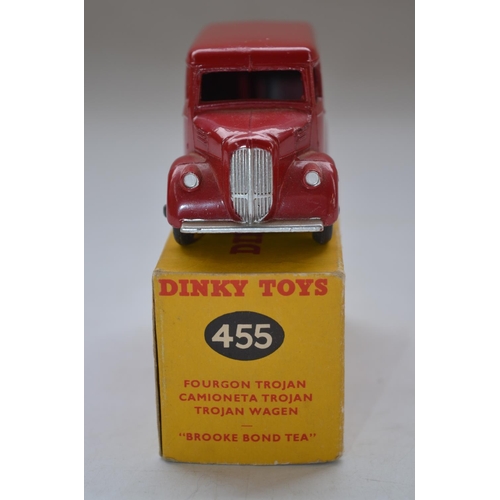 159 - Vintage Dinky Toys Trojan 15 CWT Brooke Bond Tea Van (no 455) with original box. Model in excellent ... 