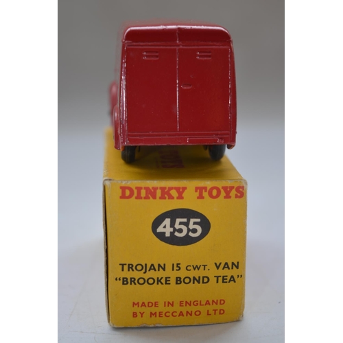 159 - Vintage Dinky Toys Trojan 15 CWT Brooke Bond Tea Van (no 455) with original box. Model in excellent ... 