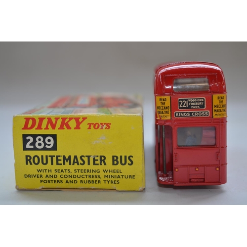 168 - Vintage Dinky Toys Routemaster Bus (no 289) with original box. Model in excellent/near mint conditio... 