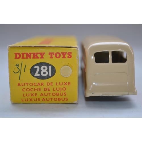 172 - Vintage Dinky Toys Luxury Coach (no 281) with original box. Model in very good condition with some b... 