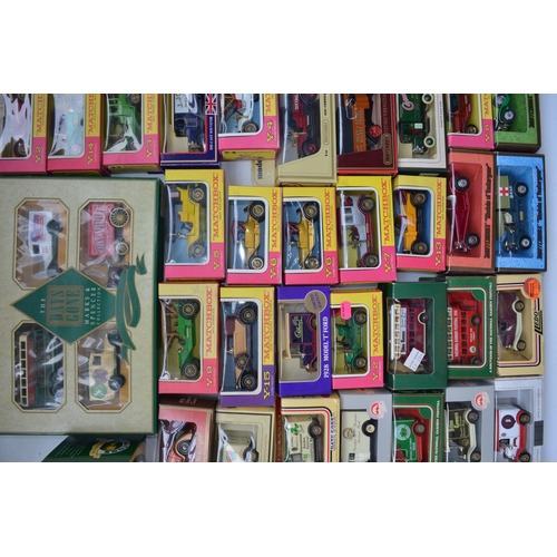 184 - Collection of boxed diecast vehicles from Matchbox and Lledo including Rington's Tea models. Qty