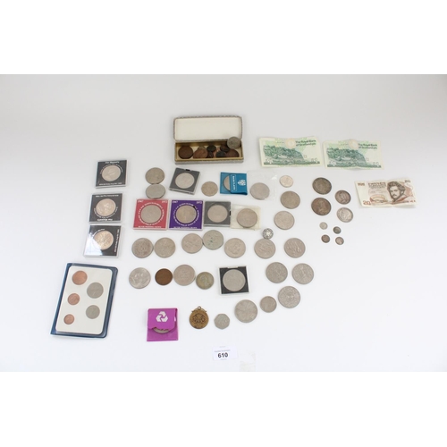 610 - 1887 Victoria silver crown, other minor silver content coinage, commemorative crowns and other coina... 