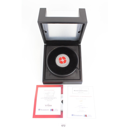 672 - 2021 Westminster Royal British Legion the Masterpiece silver Poppy Jersey £10 Coin in original box w... 