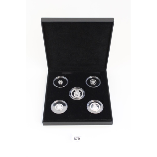 679 - 2021 Gibraltar silver proof coin set consisting five coins reverse decorated with Royal Coat of Arms... 