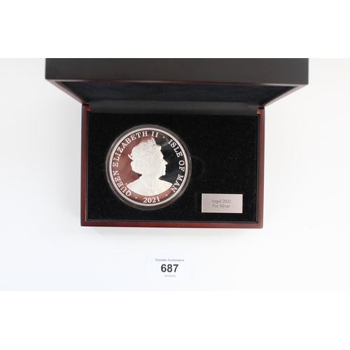 687 - 2021 Isle of Man ERII Angel 5oz silver proof medallion