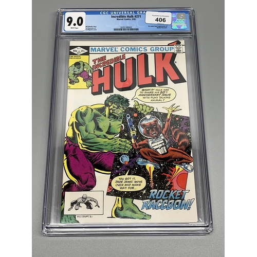 406 - The Incredible Hulk #271, 1st comic book appearance of Rocket Raccoon, CGC grade 9.0