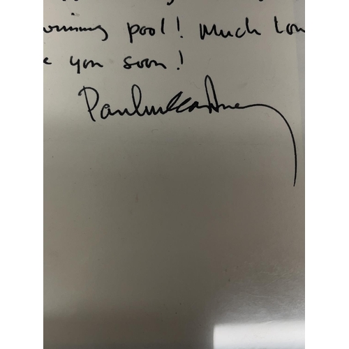 460 - Paul McCartney hand written letter in black ink, purportedly to Mia Farrow and another person:
 'Hel... 