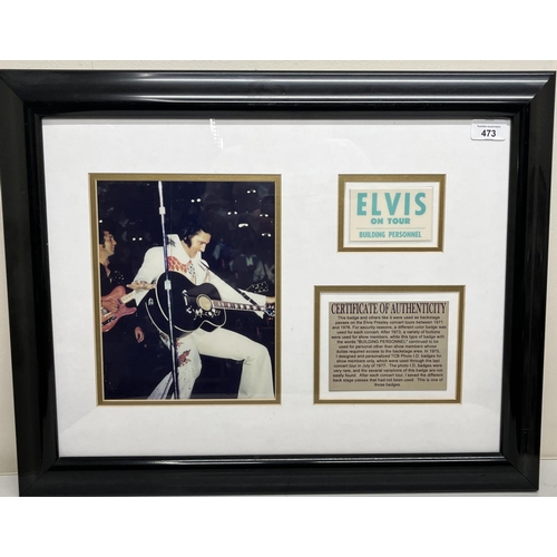 473 - Elvis Presley Backstage Pass in Green, framed montage, 60cm x 47cm