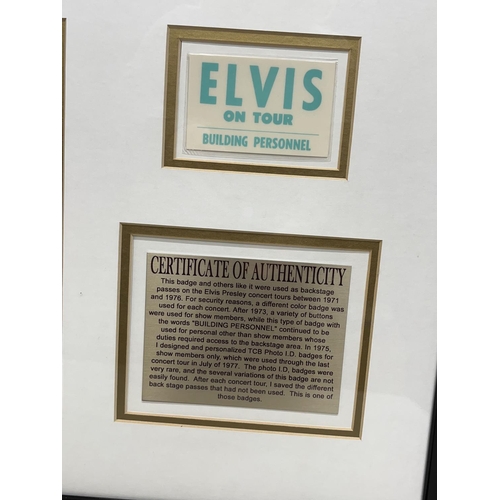 473 - Elvis Presley Backstage Pass in Green, framed montage, 60cm x 47cm