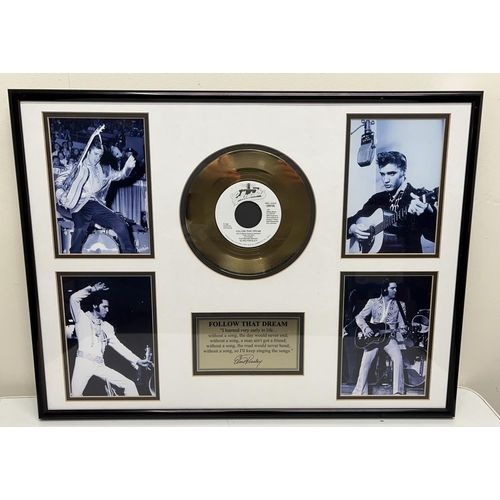 474 - Elvis Presley 'Follow That Dream' framed 24kt gold plated montage, 61.6cm x 46.3cm, with Certificate... 