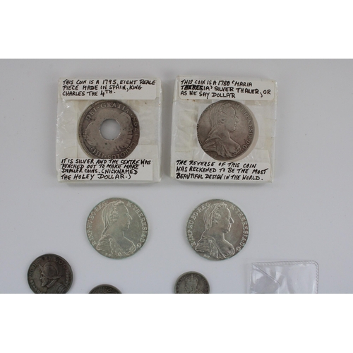 638 - Collection of world coins incl. three Maria Theresa Thaler restrikes (qty)