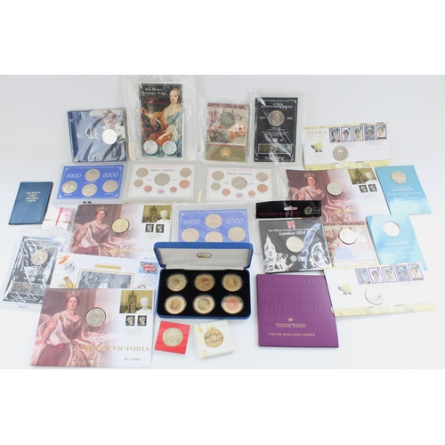 643 - Collection of UK commemorative coin packs and other UK commemoratives (qty)