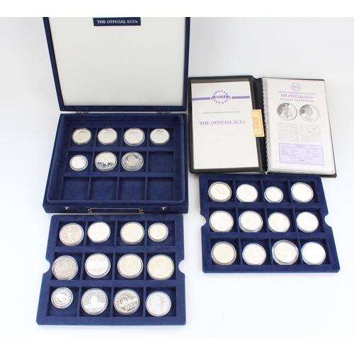 655 - MDM crown collections Official ECUs proof commemorative coin set of 31 mainly silver proof coins enc... 