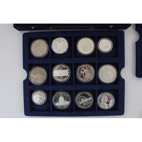 655 - MDM crown collections Official ECUs proof commemorative coin set of 31 mainly silver proof coins enc... 