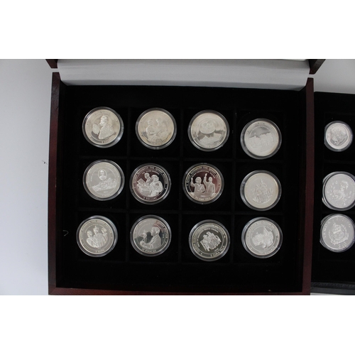 656 - MDM crown collections HM Queen Elizabeth the Queen Mother silver proof 36 commemorative coin set, en... 