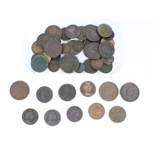 664 - C18th to C19th GB copper coins, incl. Geo.II 1730 copper halfpenny, Geo.III 1806 penny etc. (qty)