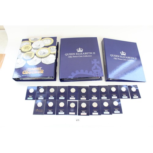 615 - Collection of UK collectable 50p and £2 coins in changechecker blisters and folder incl. 2019 Kew Ga... 