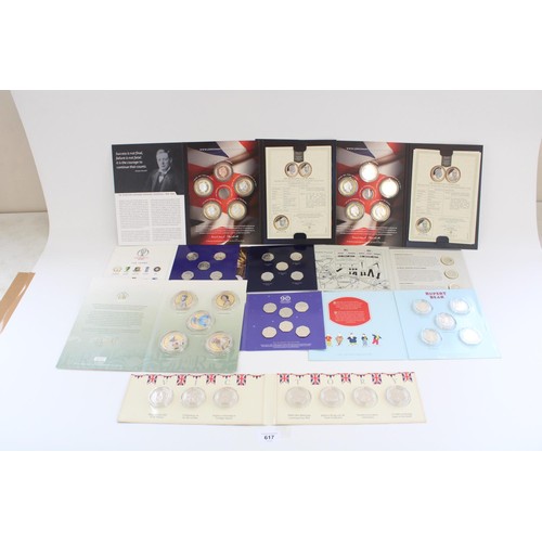 617 - Selection of proof coin sets and individual medallions incl. Churchill commemorative sets (missing g... 