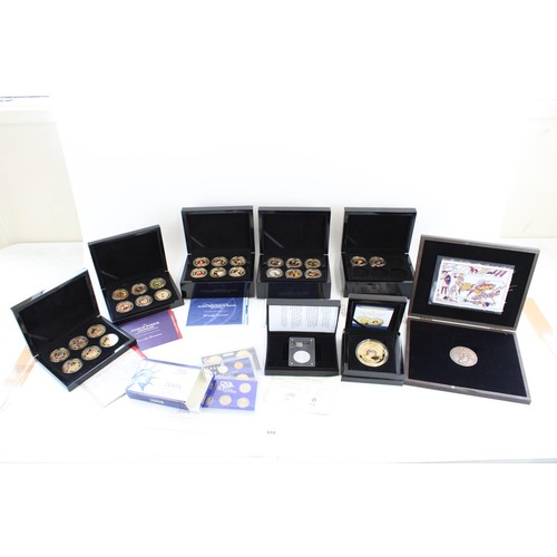 618 - Selection of proof coin sets and individual medallions incl. Bradford Exchange First World War crown... 