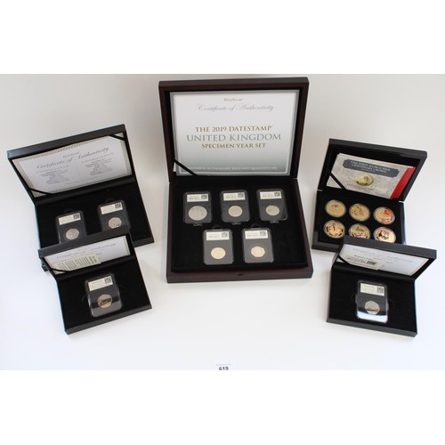 619 - Selection of proof coin sets incl. Datestamp UK 2018 Paddington 50p pair, 2019 UK Specimen Year set,... 