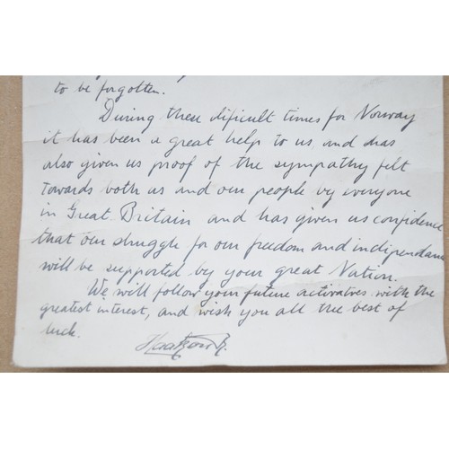 893A - Letter sent from Crown Princess Martha of Norway, wife of Crown Prince Olaf to the Captain, Officers... 
