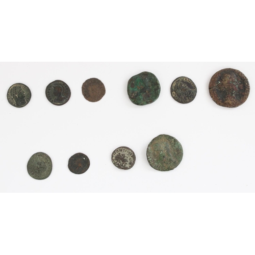 624 - Roman coins C1st to C5th AD incl. Constantine the Great, Faustina II, Delmatius etc. (10)