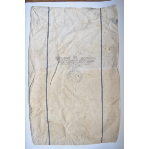 907A - Large wartime German canvas sack with stamped Eagle and Swastika. H108 x W69cm