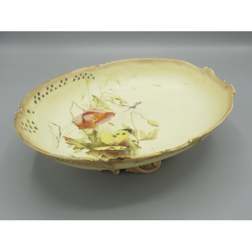 35 - Anthea Turner Collection - Royal Worcester blush ivory low comport, decorated with flowers and butte... 