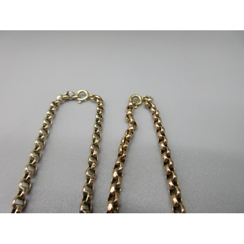 12 - Yellow metal belcher chain necklace, the clasp stamped 9c and the chain with applied 9c stamp, L46.5... 