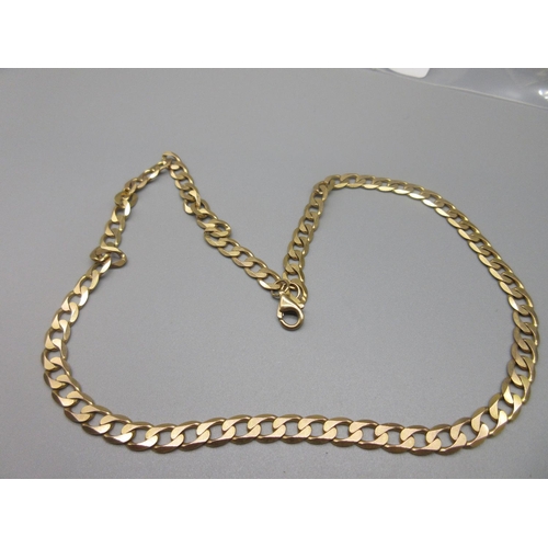 17 - 9ct yellow gold flat curb link chain necklace, stamped 375, L51cm, 25.2g
