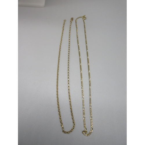 53 - Two 9ct yellow gold chain necklaces, both stamped 375, L44cm and L41cm, gross 8.9g