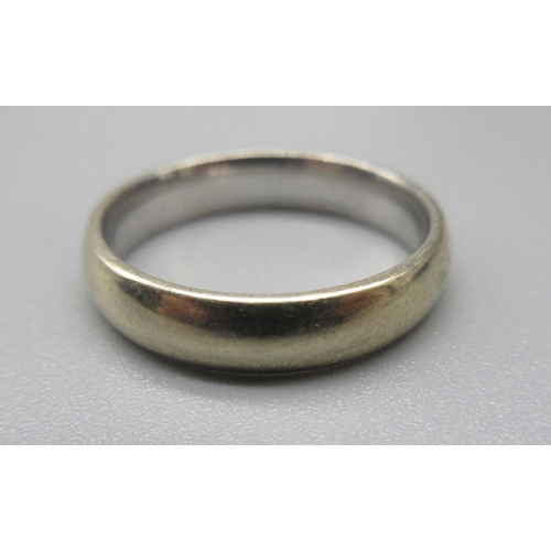 9 - 18ct white gold wedding band, stamped 750, size O1/2, 5.0g