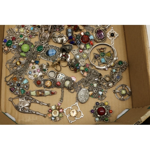 298 - Large collection of mid-late C20th Celtic/Scottish style costume jewellery with inset faux agate sto... 