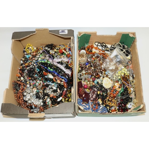 306 - Large quantity of mid-late C20th costume jewellery necklaces, predominantly beaded (2 boxes)