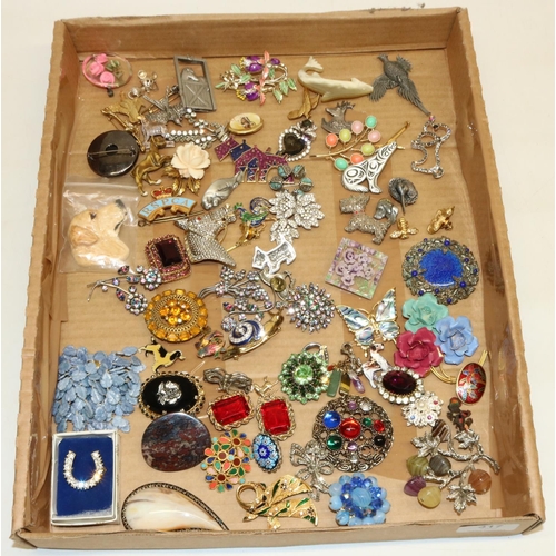 317 - Large quantity of mid-late C20th costume jewellery including  a paste set floral spray brooch marked... 