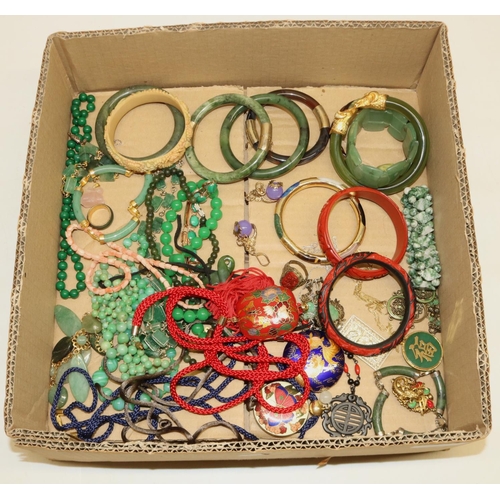 324 - Collection of mid-late C20th Chinese/oriental jewellery including jade and faux jade bangles, faux C... 