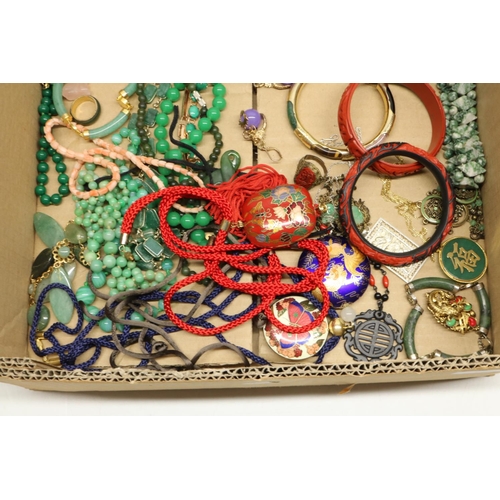 324 - Collection of mid-late C20th Chinese/oriental jewellery including jade and faux jade bangles, faux C... 