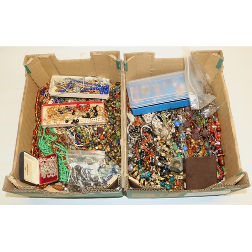 325 - Large quantity of mid-late C20th costume jewellery necklaces, predominantly beaded (2 boxes)