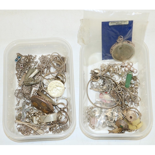 344 - Assortment of silver and white metal jewellery including chain necklaces, bracelets, etc., approx. g... 