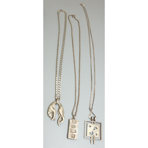 347 - Late C20th silver jewellery, including an abstract modernist pendant marked WG, H4cm, an ingot hallm... 