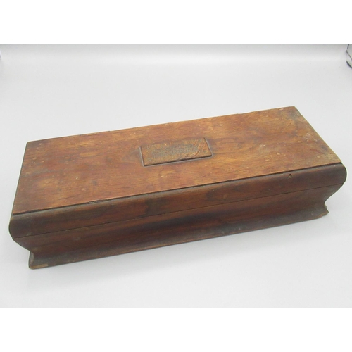 335 - Wood box built from partly burnt oak taken from Selby Abbey after the Great Fire October 1906, W29cm... 