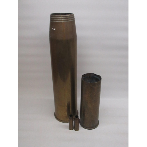 339 - 45 Inch 3 5 guns shell, H64cm, another shell H32.5cm and 2 smaller shells H10.5cm (4)