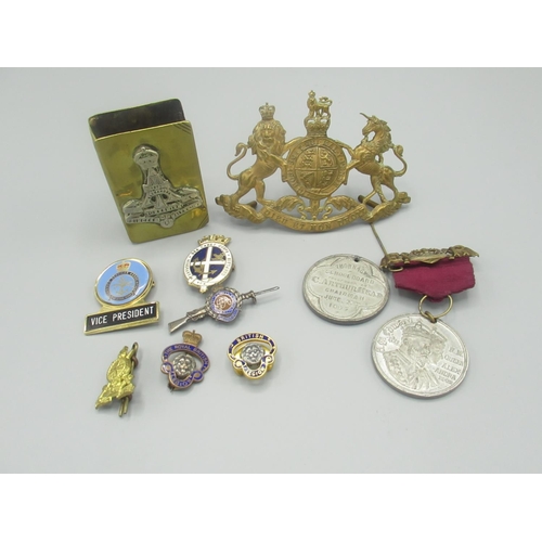 340 - Brass matches holder with Alexandra Princess of Wales Own Yorkshire Regiment Regimental Crest, Royal... 