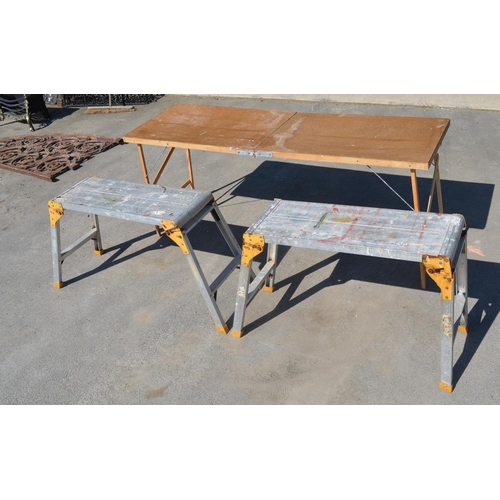 Portable work bench by GS 2 folding sawhorses by ZAG 2 folding aluminium work steps platforms and