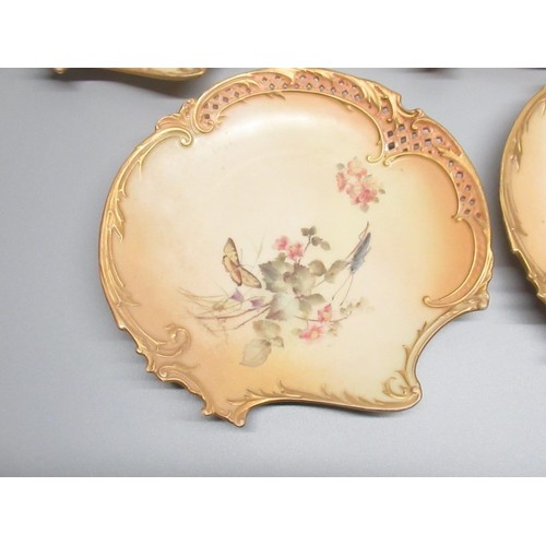 34 - Anthea Turner Collection - Group of 9 Royal Worcester scallop shaped reticulated dessert plates, pai... 