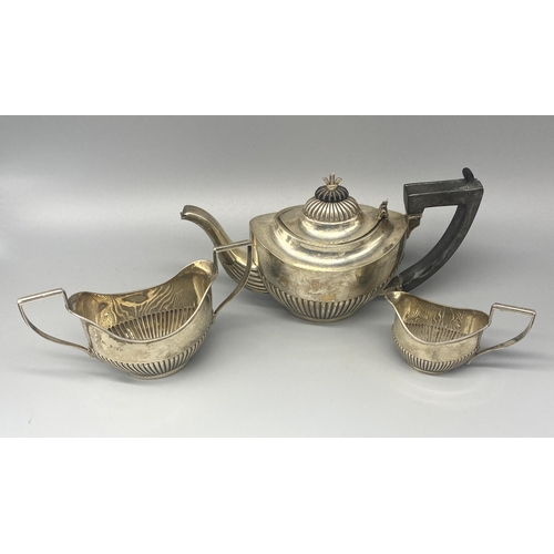 42 - Anthea Turner Collection -  hallmarked Sterling silver three piece bachelors tea service with lobed ... 