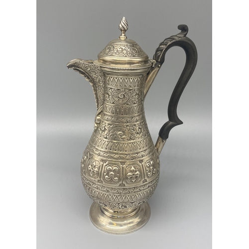 44 - Anthea Turner Collection - Victorian hallmarked Sterling silver coffee pot with Middle Eastern style... 