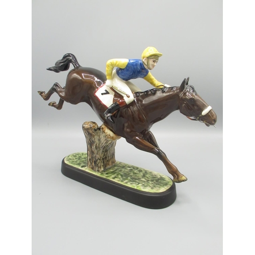 110 - Frazer Hines Collection - Beswick horse and jockey taking a fence, H22.5cm